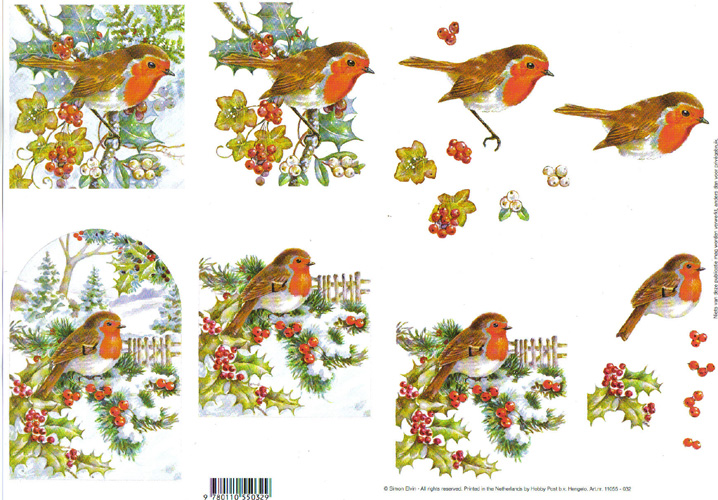 Robin on Holly 3D Step by Step Decoupage 032