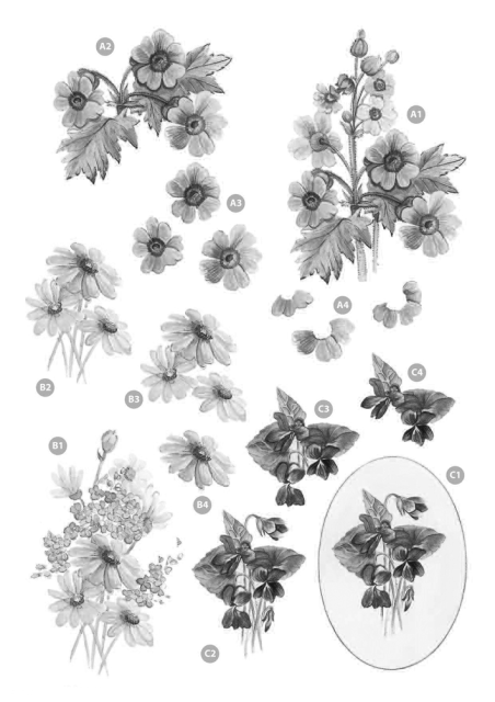 CUK Monochrome DIE CUT Floral Decoupage ~ 118