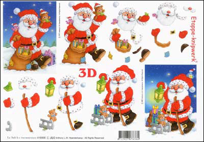 Le Suh Santa with his sack 3D Step by Step Decoupage 906