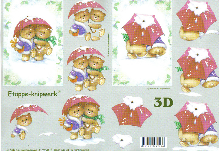 Le Suh Teddies in Snow 3D Step by Step Decoupage 341