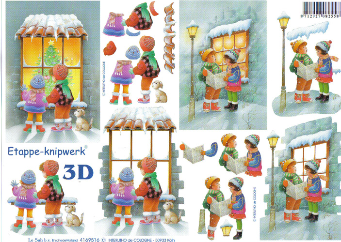 Le Suh Children at Xmas 3D Step by Step Decoupage 516