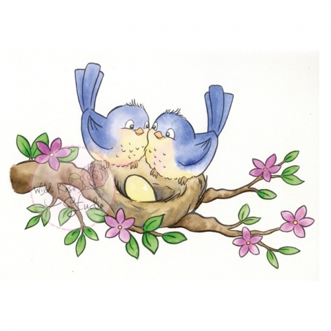 DISCONTINUED WRS Birds on Nest Clear Stamp Set
