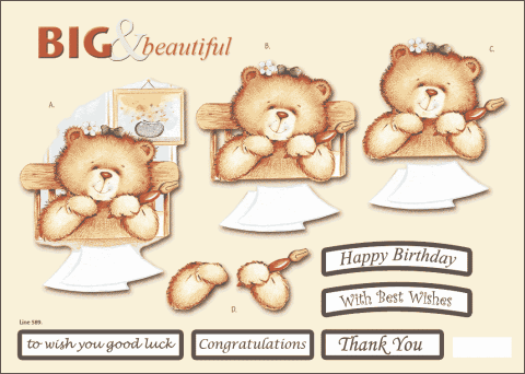 CUK Big & Beautiful 3D DIE CUT Decoupage ~ Cute 589