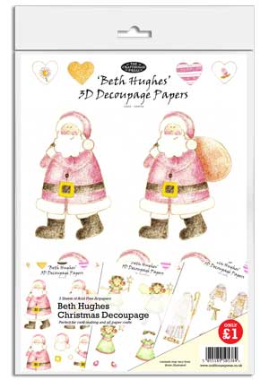 3 Sheets Xmas Santa Jolly Nation 3D Decoupage