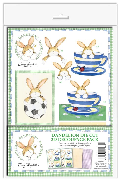 Dandylion Pack 3D DIE CUT Decoupage ~ Bunny in a Teacup
