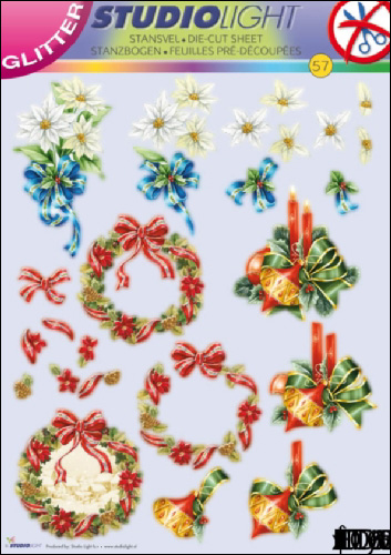 GLITTERED Christmas 57 DIE CUT 3D SBS Decoupage