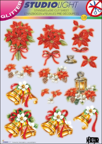 GLITTERED Christmas 58 DIE CUT 3D SBS Decoupage