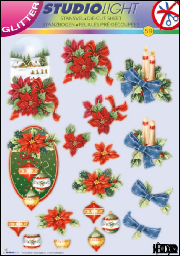 GLITTERED Christmas 59 DIE CUT 3D SBS Decoupage