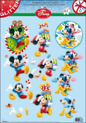 GLITTERED Mickey Mouse 61 DIE CUT 3D SBS Decoupage