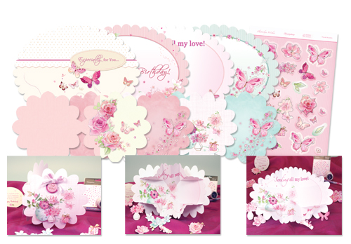 Flutterbye Wishes Blossoming Flowers Exploding Cards & Inserts