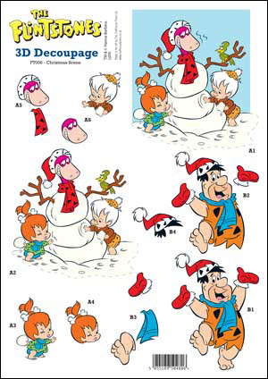 Christmas Flintstones 6 3D SBS Decoupage