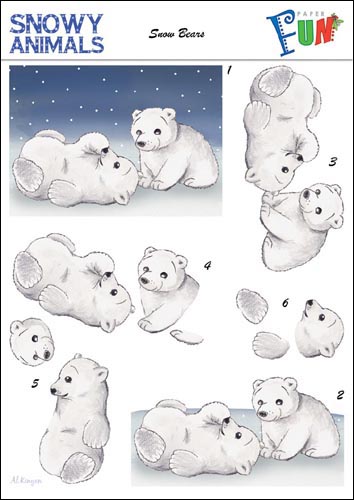 Snowy Animals ~ Snow Bears SBS 3D Decoupage