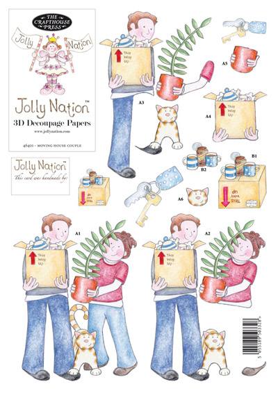 Jolly Nation Moving House Couple DIE CUT Decoupage