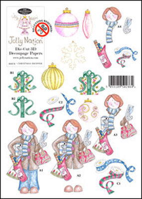 Jolly Nation Christmas Shopper A5 DIE CUT 3D Decoupage