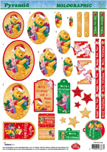 Pyr Hologr 3D SBS Decoupage Xmas Winnie Pooh 98