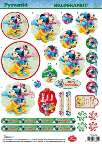 Pyr Hologr 3D SBS Decoupage Xmas Mickey Mouse Dis 100