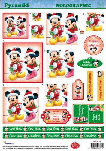 Pyr Hologr 3D SBS Decoupage Xmas Mickey Mouse Dis 102