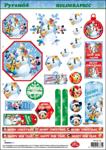 Pyr Hologr 3D SBS Decoupage Xmas Mickey Mouse Dis 103