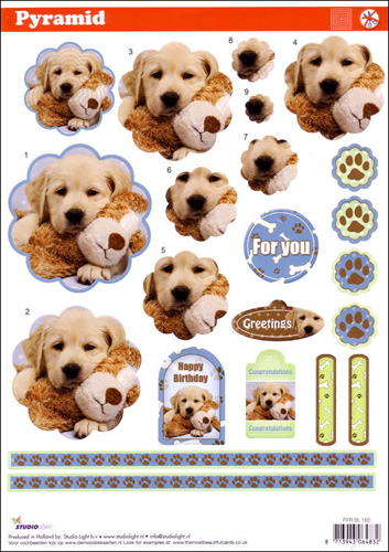 Pyramid DIE CUT Decoupage Puppies sl 162