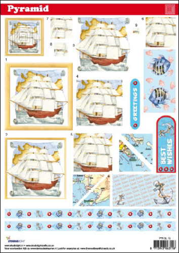 Pyramid DIE CUT Decoupage Sailing Boats sl19