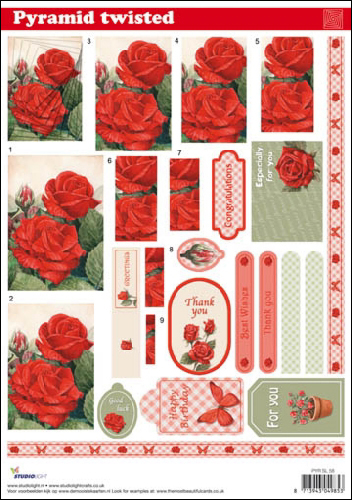 Twi Pyr DIE CUT Decoupage Red Roses sl58