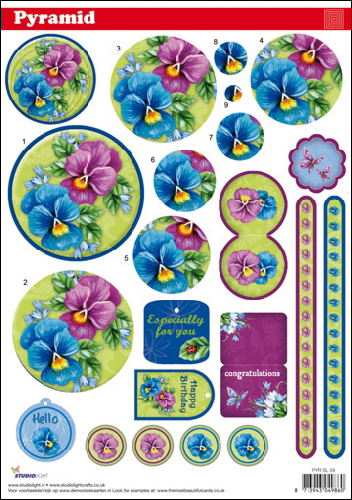 Pyramid DIE CUT Decoupage Flowers sl59