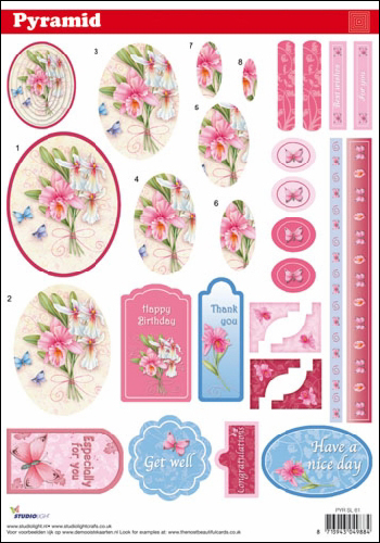 Pyramid DIE CUT Decoupage Flowers sl61