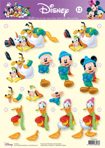 12 Micky, Goofy & friends 3D Step by Step Decoupage