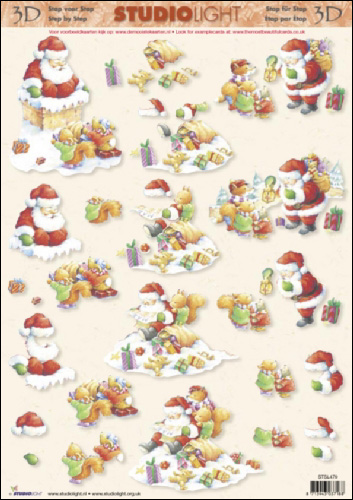 Santa in Chimney 3D Step by Step Decoupage 479