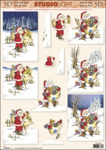 Santa & Reindeer 3D Step by Step Decoupage 484