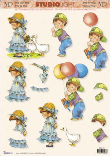 Girl, Boy n Balloons 3D Step by Step Decoupage 494