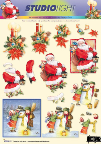 Candles, Santa & Snowman 3D SBS Decoupage 970