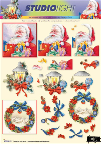 Santa, Lantern & Wreath 3D SBS Decoupage 971