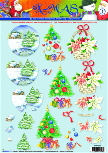 01 XMAS Xmas Tree Scene 3D Step by Step Decoupage