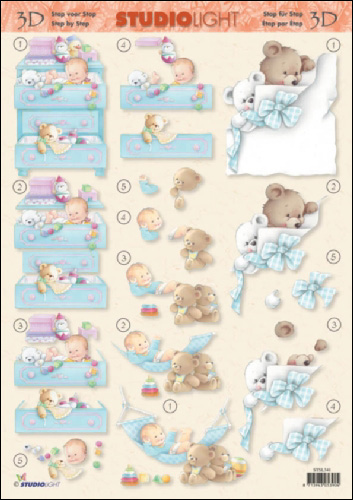 Baby Boy & Teddy 3D Step by Step Decoupage 341