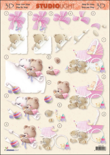 Baby Girl & Teddy 3D Step by Step Decoupage 349