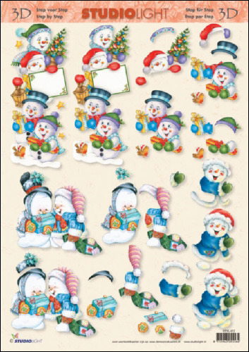 Smiling Snowmen 3D Step by Step Decoupage 452