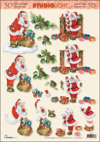 Santa with his sack 3D Step by Step Decoupage 457
