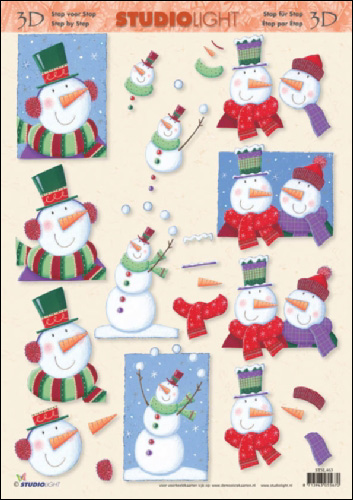 Happy Snowman 3D Step by Step Decoupage 463