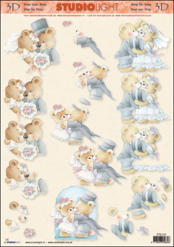 Bride & Groom Teddies 3D Step by Step Decoupage 552