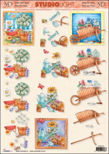 Gardening/Wheelbarrow 3D Step by Step Decoupage 572