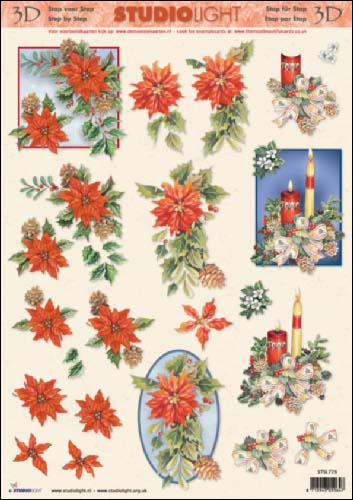 Poinsettia 3D Step by Step Decoupage 726