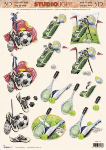 Tennis, Golf, Footie 3D Step by Step Decoupage 838