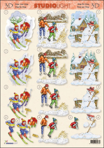 Children Skiing 3D Step by Step Decoupage 376