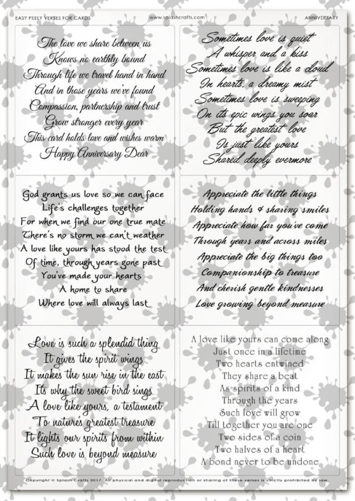 Easy Peely Verses for Cards Anniversary Sheet
