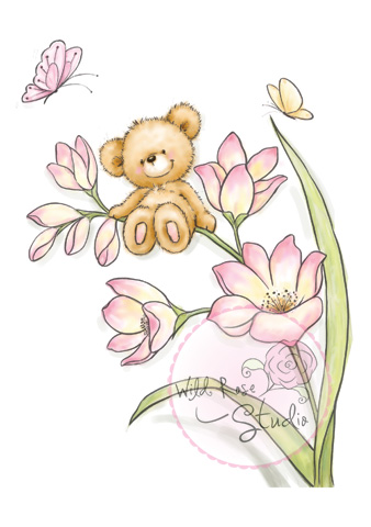 DISCONTINUED WRS Bear on Flower Clear Stamp Set