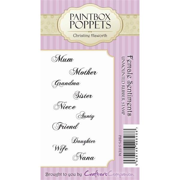Paintbox Poppets Unmounted Rubber Stamp - Female Sentiments