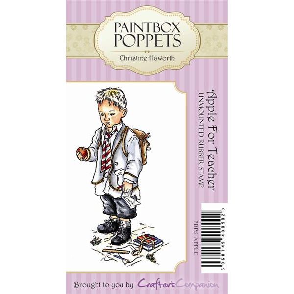 Paintbox Poppets Unmounted Rubber Stamp - Apple for the Teacher