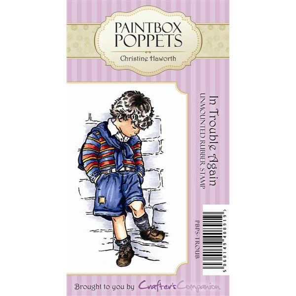 Paintbox Poppets Unmounted Rubber Stamp - In Trouble Again