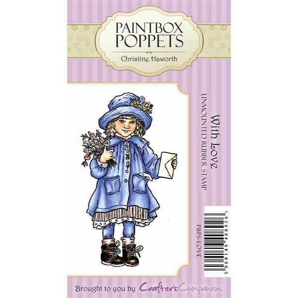 Paintbox Poppets Unmounted Rubber Stamp - With Love